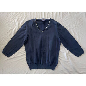 Brooks Brothers Silk/Cotton 3/4 Sleeve Knit Sweater. Navy Bue, Women's M. EUC!!